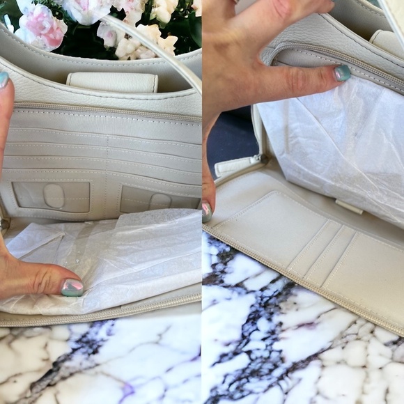 Fossil NWOT Pebbled Leather Shoulder Bag Satchel Bone Color Off White - Picture 3 of 15